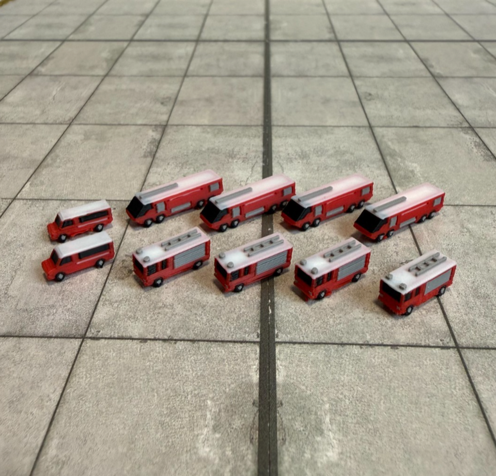 für Herpa Wings 1:500 / 1:400 10x Feuerwehr Auto Fire brigade GSE  / Airport