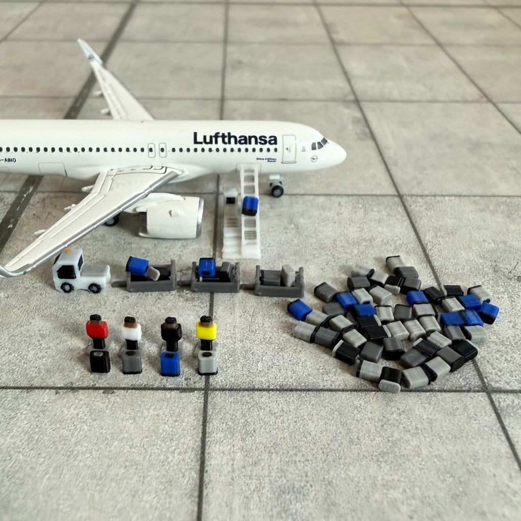 für Herpa Wings 1:500 / 1:400 60x Koffer / Suitcases / Baggage / Trolleys