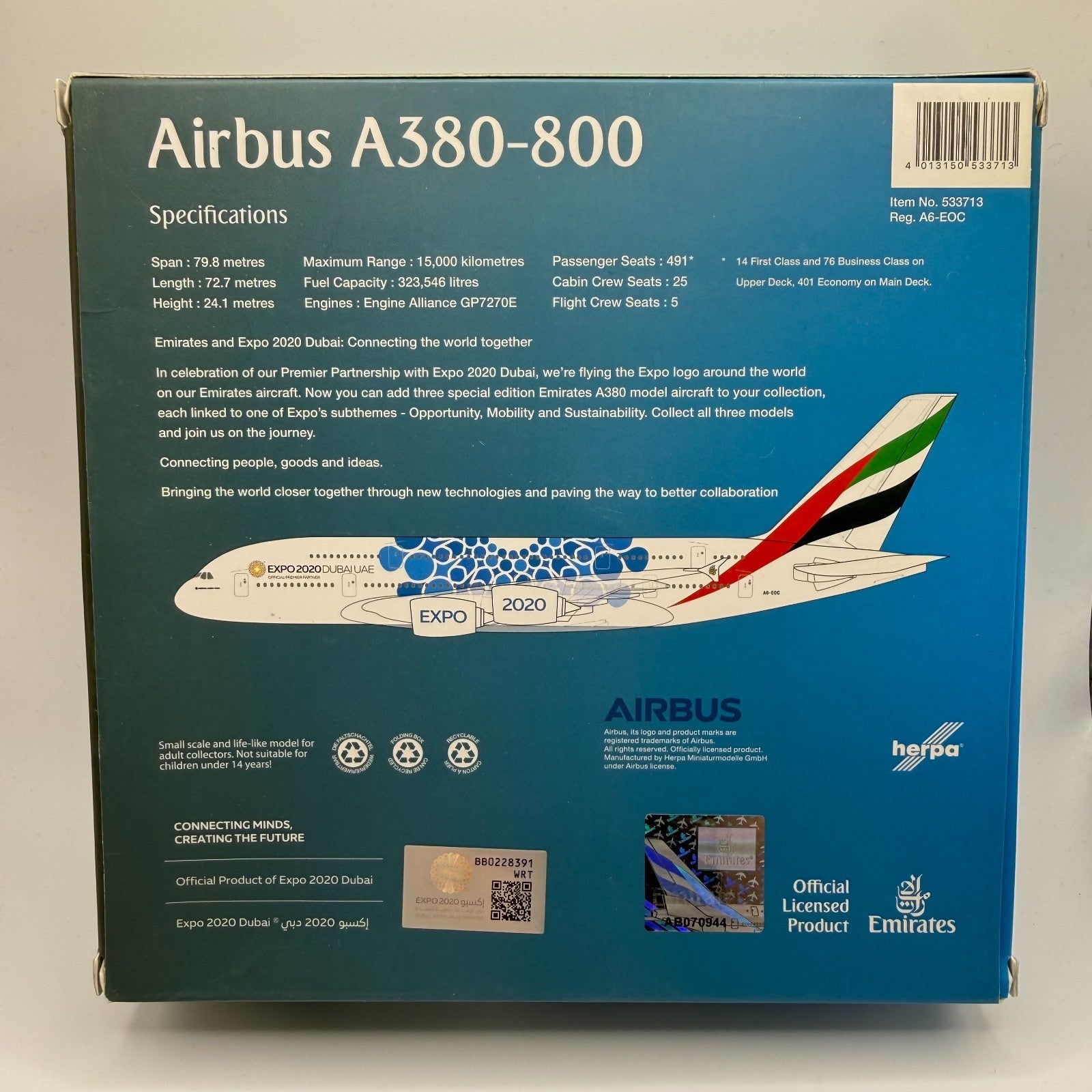 Herpa Wings 1:500 Emirates A380 Dubai Expo 2020