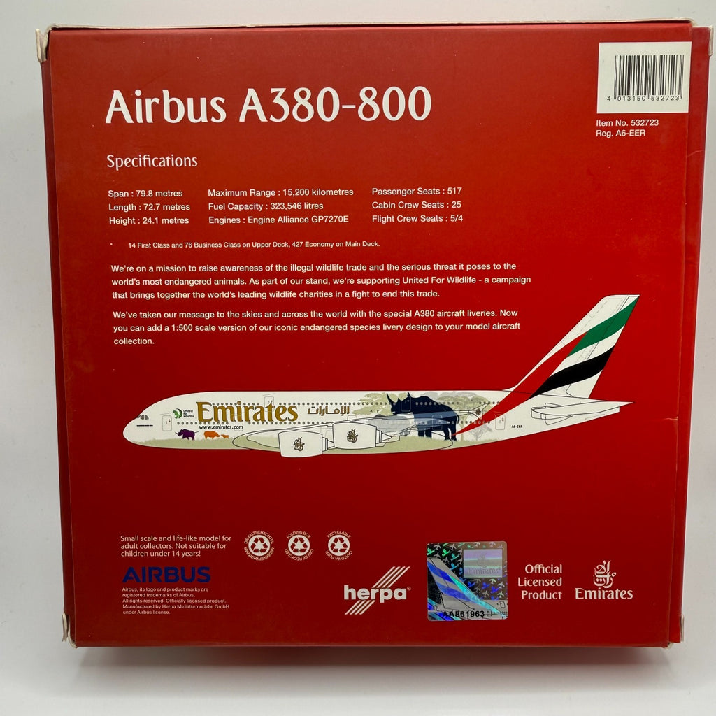 Herpa Wings 1:500 Emirates A380 Wildlife