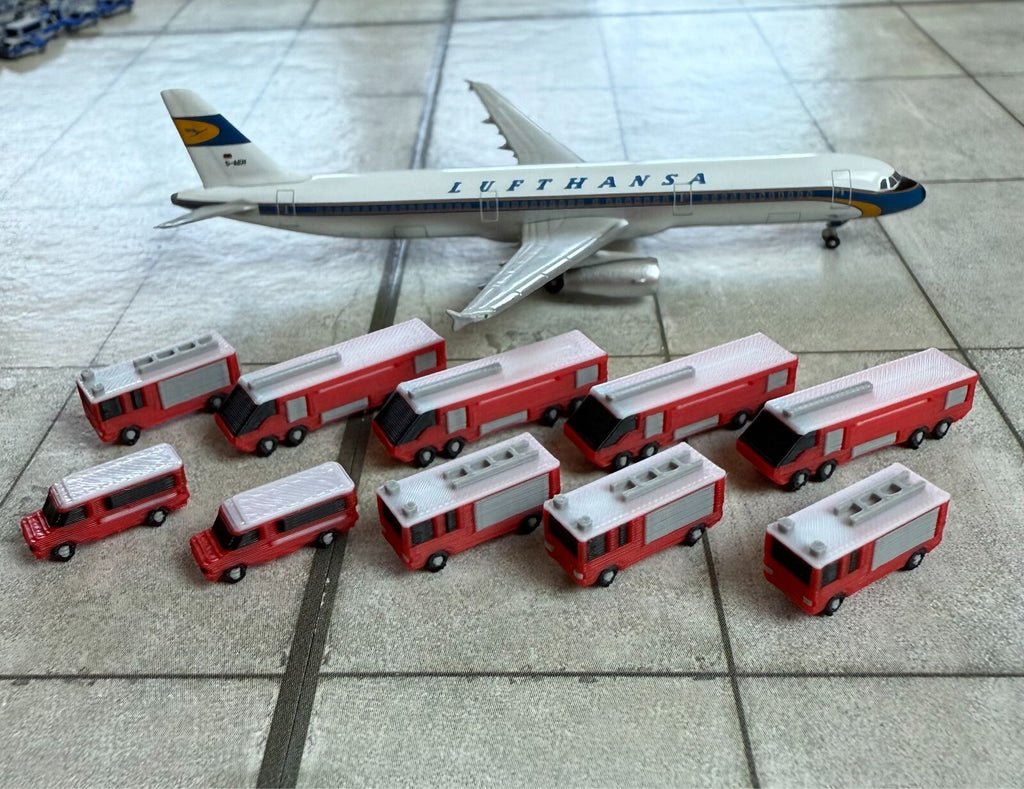 für Herpa Wings 1:500 / 1:400 10x Feuerwehr Auto Fire brigade GSE  / Airport