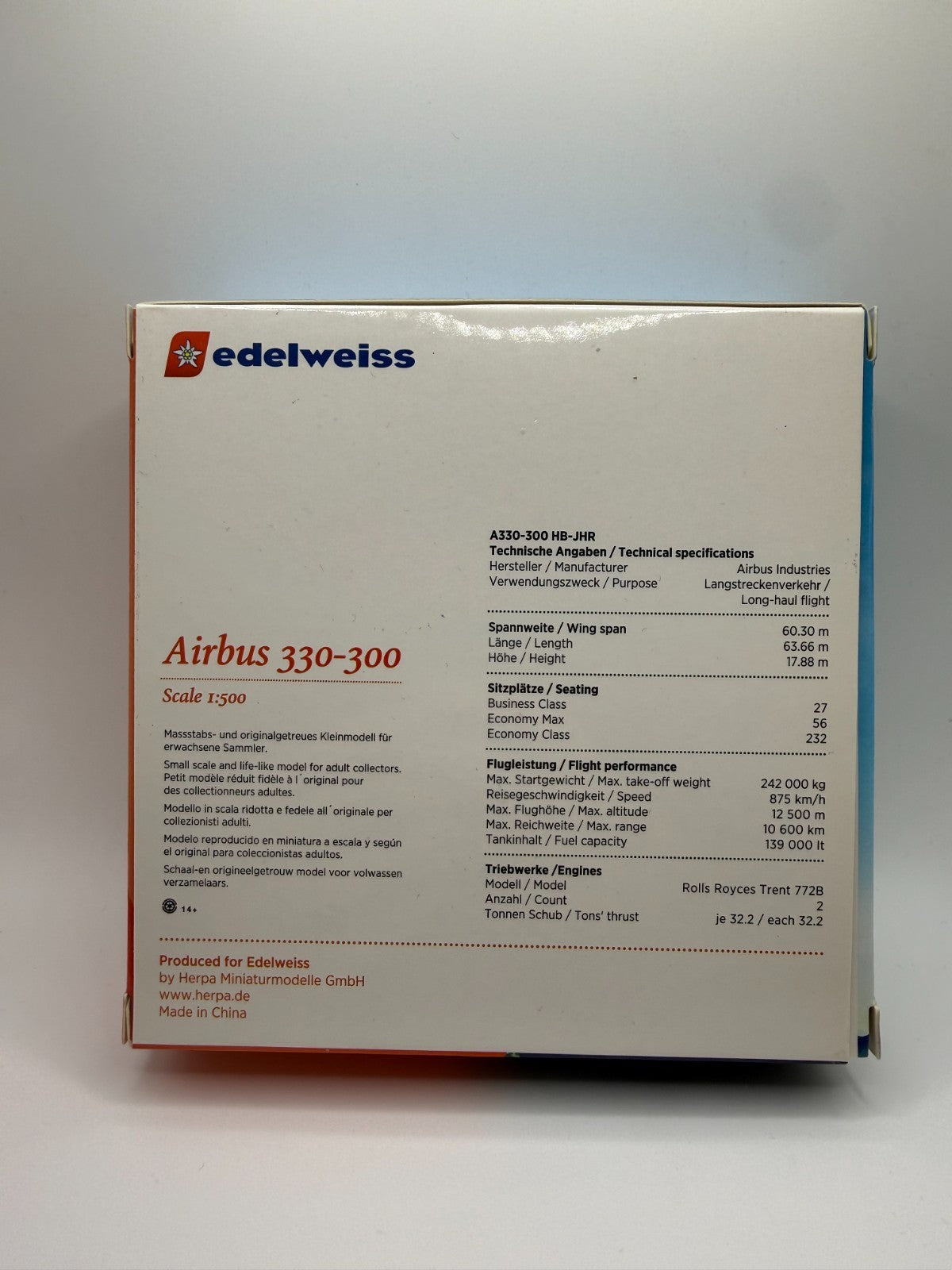 Herpa Wings 1:500 Edelweiss A330-300