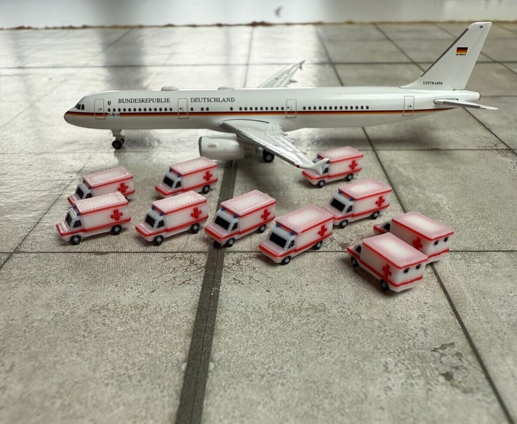 für Herpa Wings 1:500 / 1:400 10x Krankenwagen RTW Ambulance GSE  / Airport