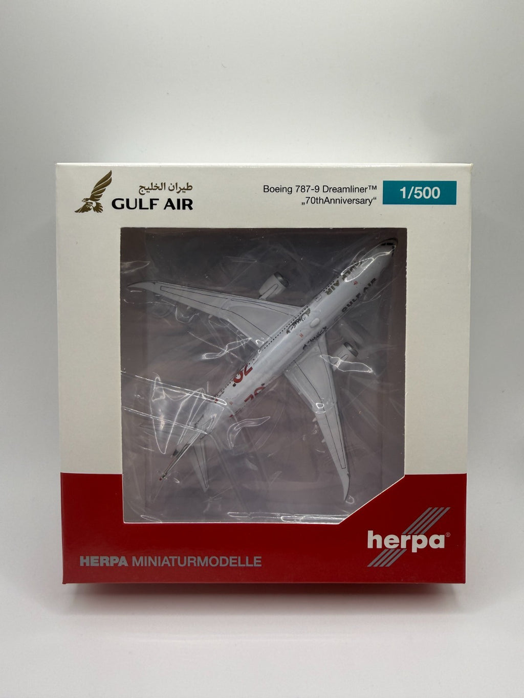 Herpa Wings 1:500 Gulf Air 787-9 70th Anniversary