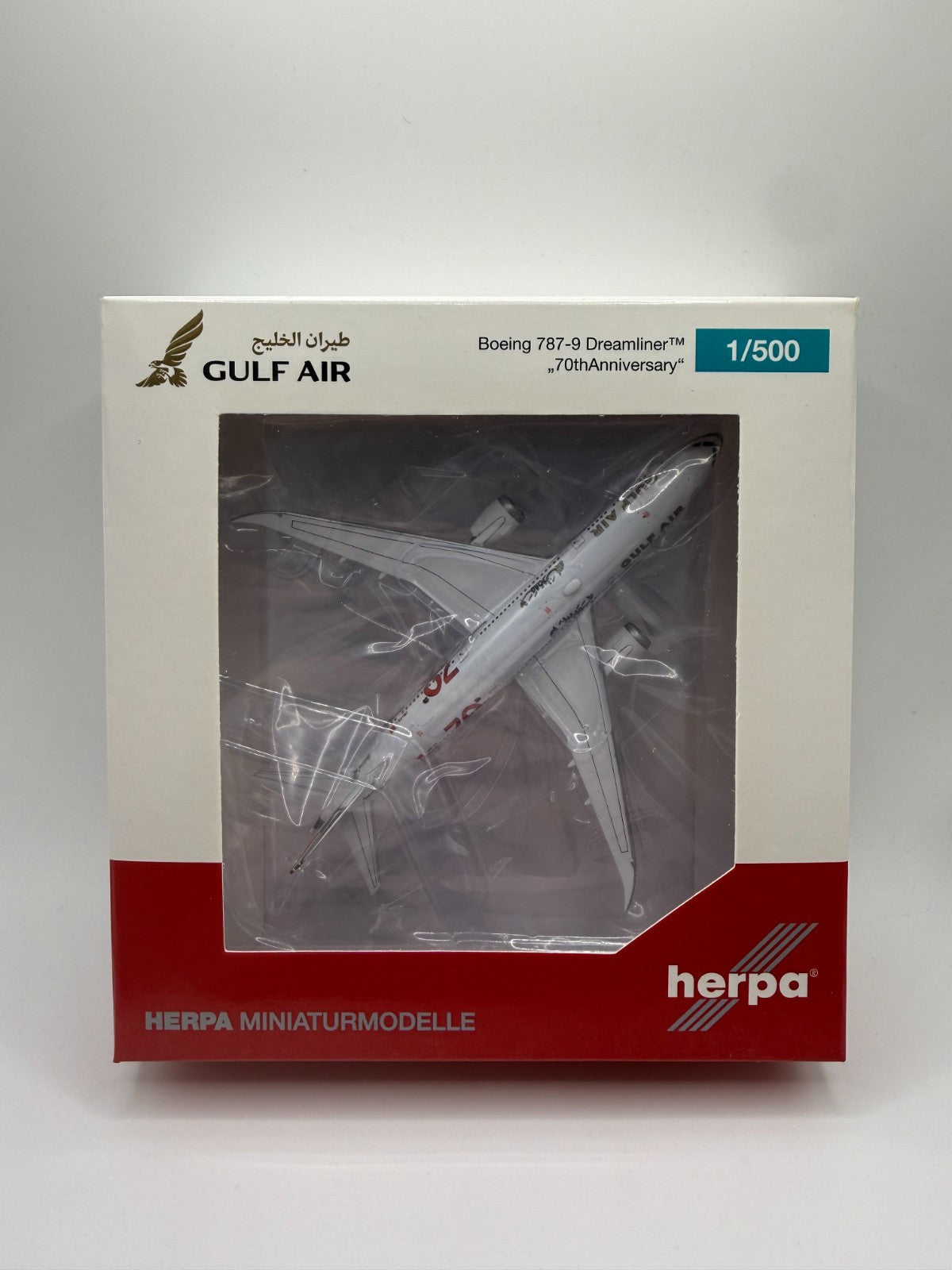 Herpa Wings 1:500 Gulf Air 787-9 70th Anniversary