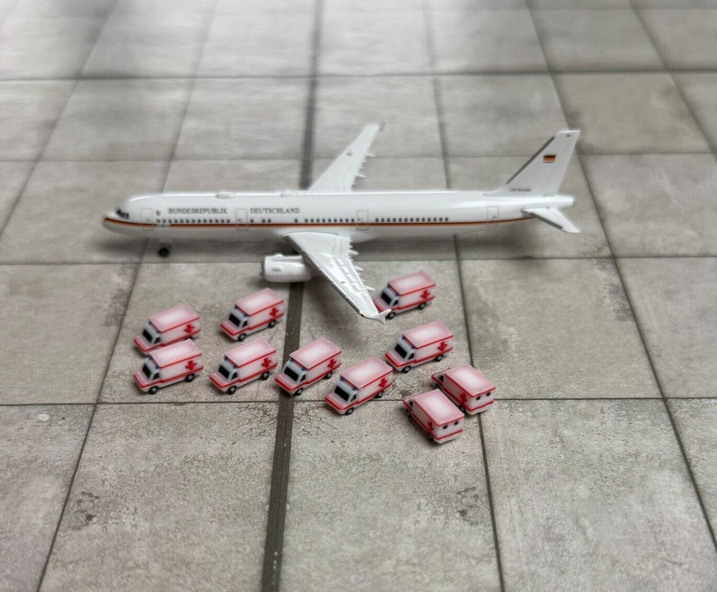 für Herpa Wings 1:500 / 1:400 10x Krankenwagen RTW Ambulance GSE  / Airport