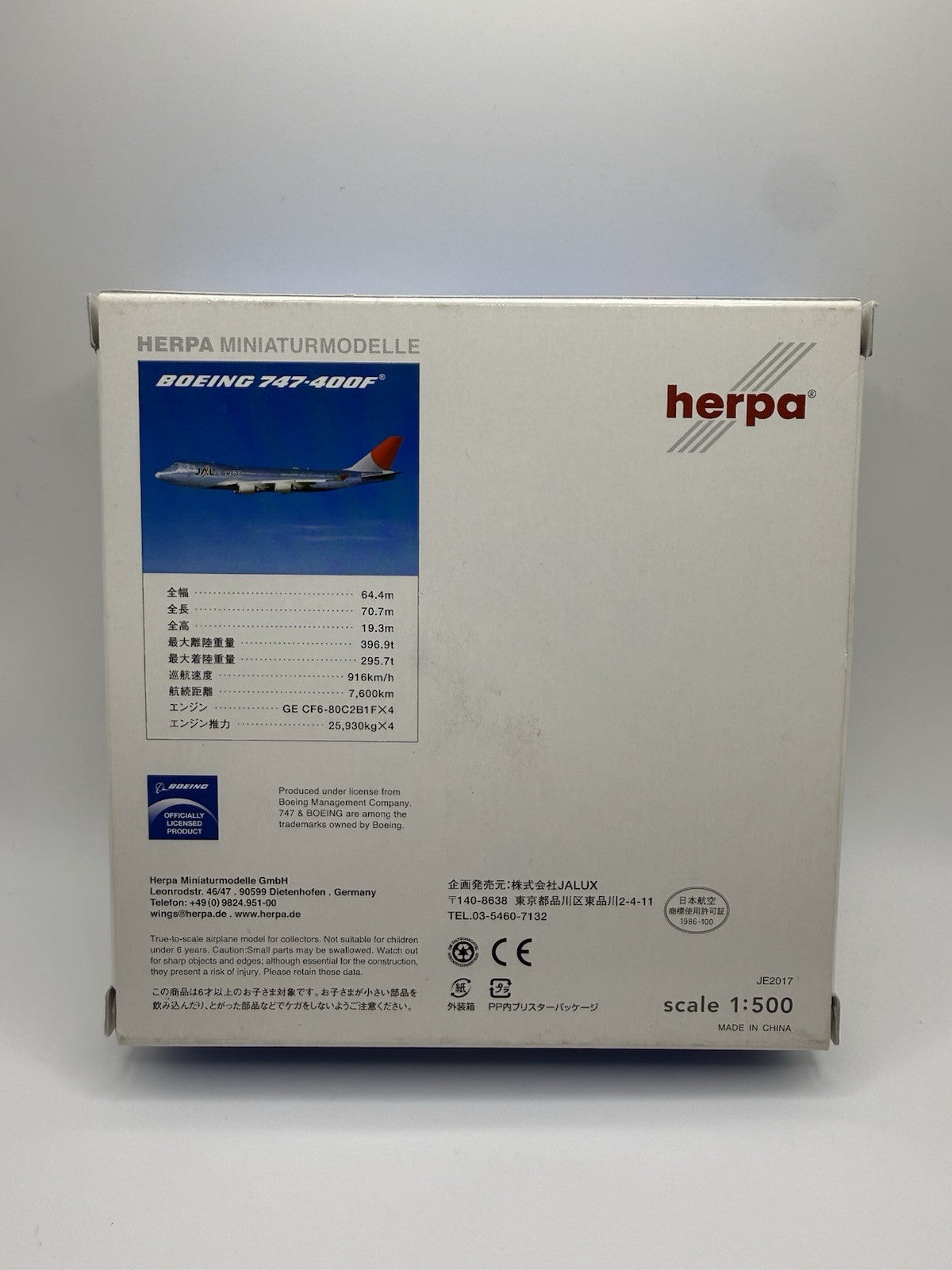 Herpa Wings 1:500 Japan Airlines JAL Cargo 747-400F
