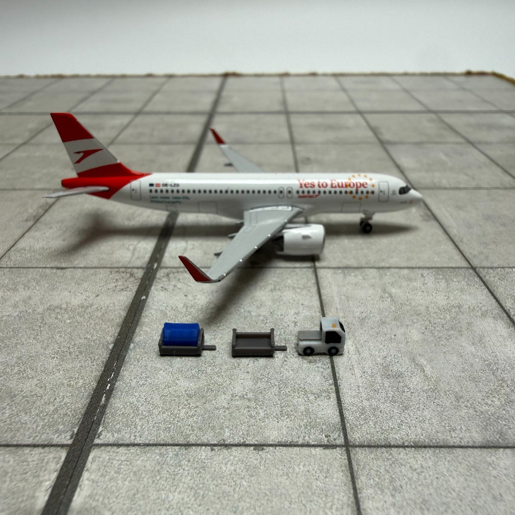 für Herpa Wings 1:500 / 1:400 10x Baggage Tug & Cart Gepäckwagen Trolleys  / GSE
