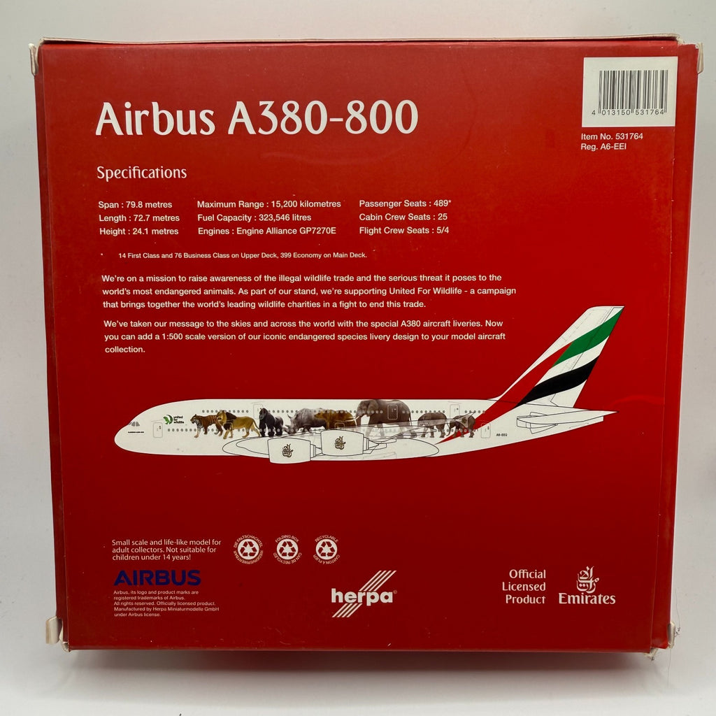 Herpa Wings 1:500 Emirates A380 Wildlife