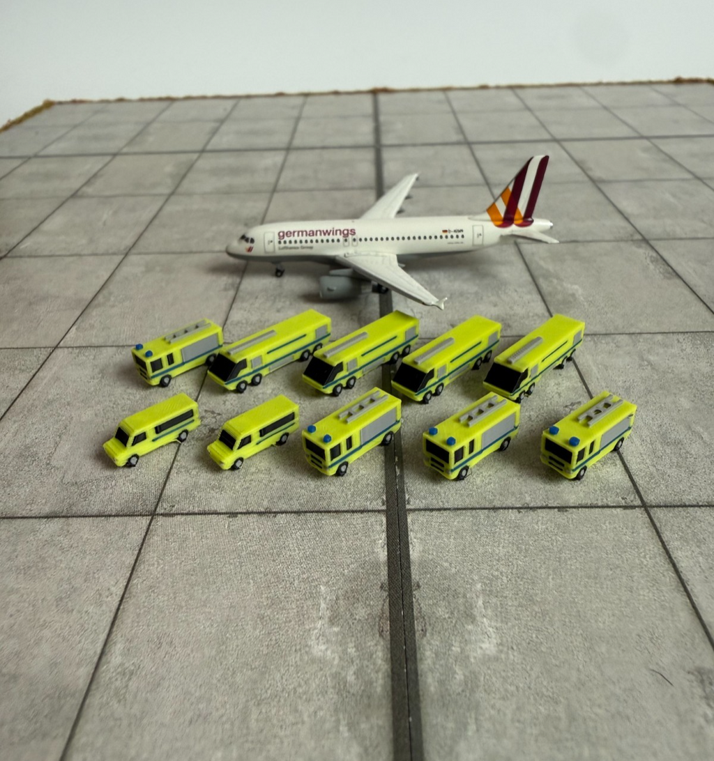 für Herpa Wings 1:500 / 1:400 10x Feuerwehr Auto Fire brigade GSE  / Airport
