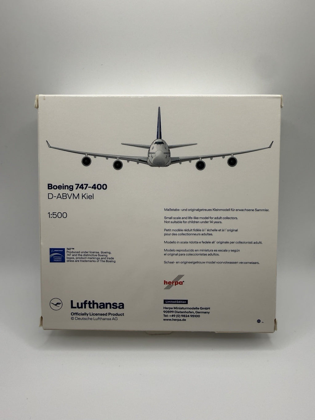 Herpa Wings 1:500 Lufthansa 747-400 D-ABVM Kiel
