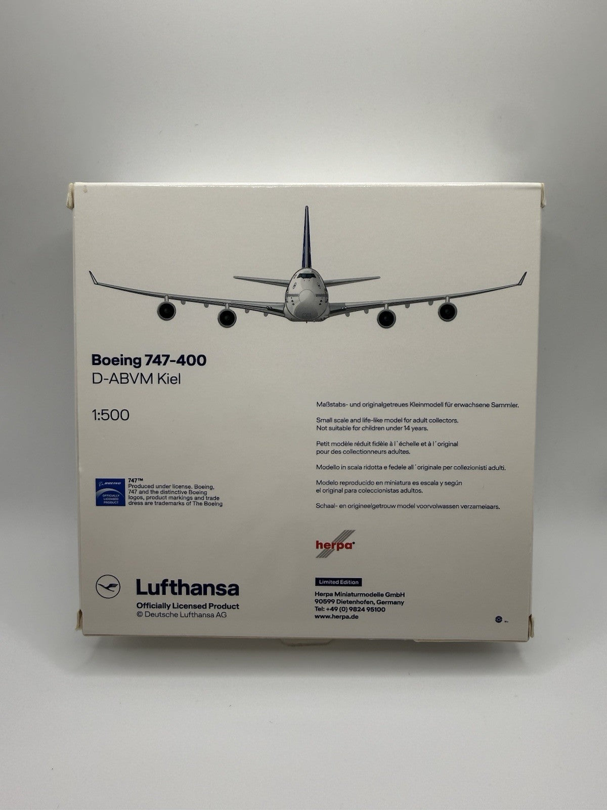 Herpa Wings 1:500 Lufthansa 747-400 D-ABVM Kiel