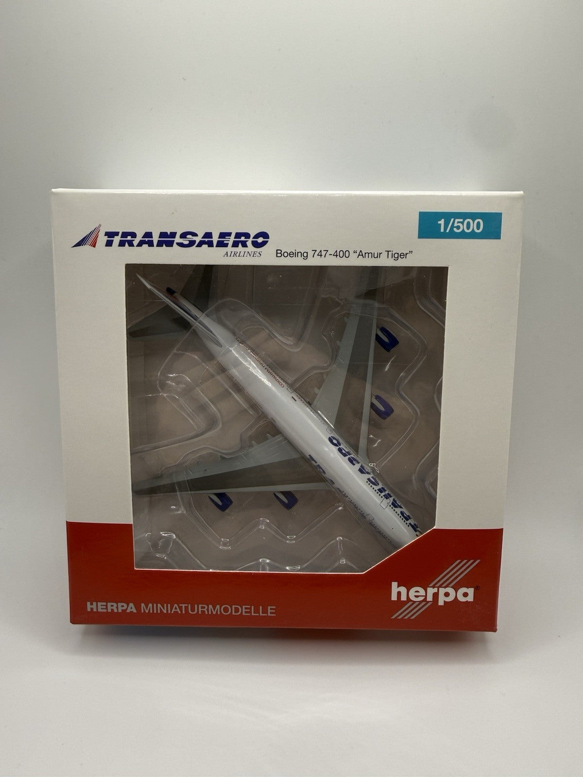 Herpa Wings 1:500 Transaero 747-400 Amur Tiger