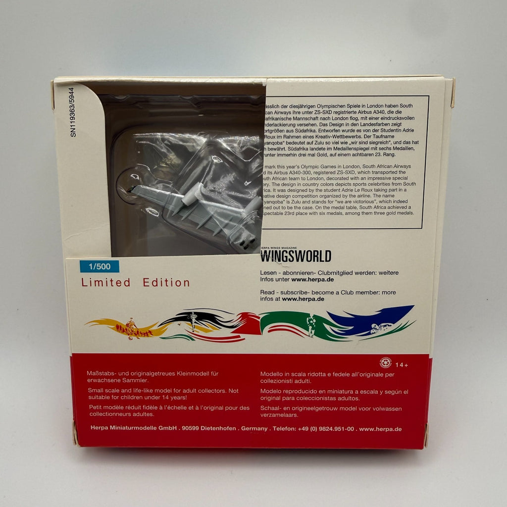 Herpa Wings 1:500  South African Airways A340-600 Olympic Colours